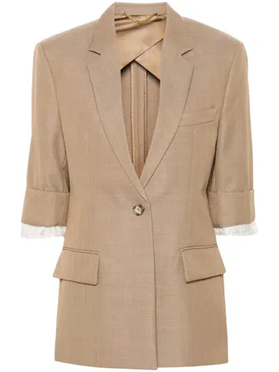 Victoria Beckham Virgin Wool Jacket In Brown