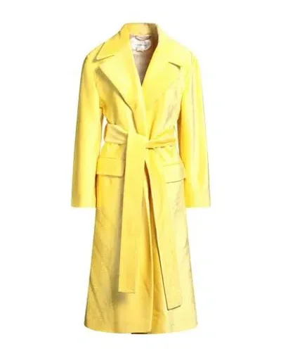 Victoria Beckham Chenille Coat With Raw-cut Trims Details In Yellow