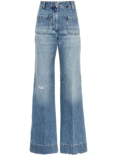 Victoria Beckham Alina Denim High Waisted Wide Jeans In Wrnbluewsh