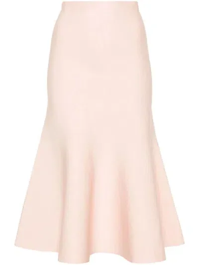 Victoria Beckham Flared Midi Skirt In Nude & Neutrals