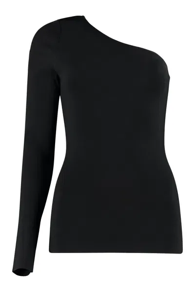 Victoria Beckham One-sleeve Stretch-knit Top In Black