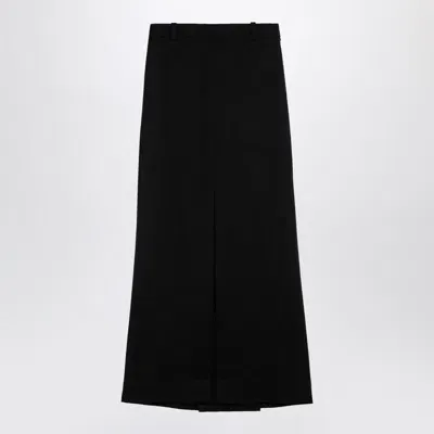 Victoria Beckham Black Wool-blend Long Skirt