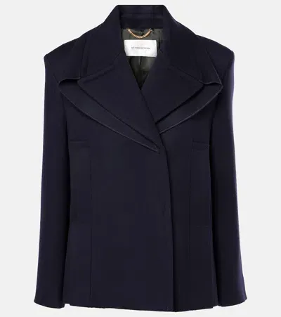 Victoria Beckham Wool Peacoat In Blue