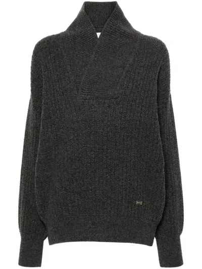 Victoria Beckham Wrap-detail Sweater In Grey