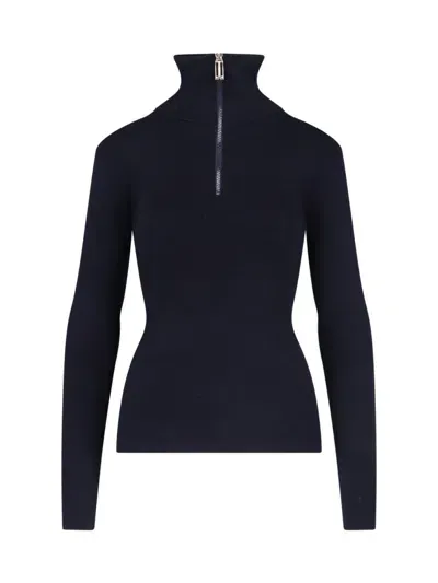 Victoria Beckham Zip Turtleneck Sweater In Blue