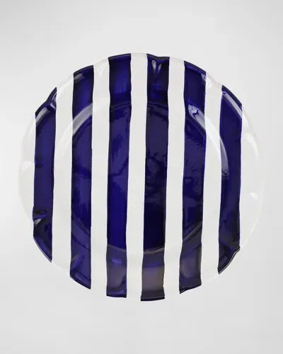 Vietri Amalfitana Stripe Salad Plate In Cobalt