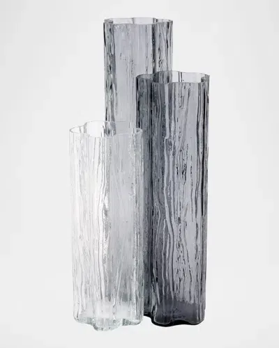 Vietri Flora Glass Vase In Gray