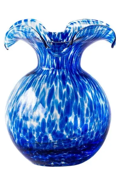 Vietri Hibiscus Fluted Glass Vase In Blue