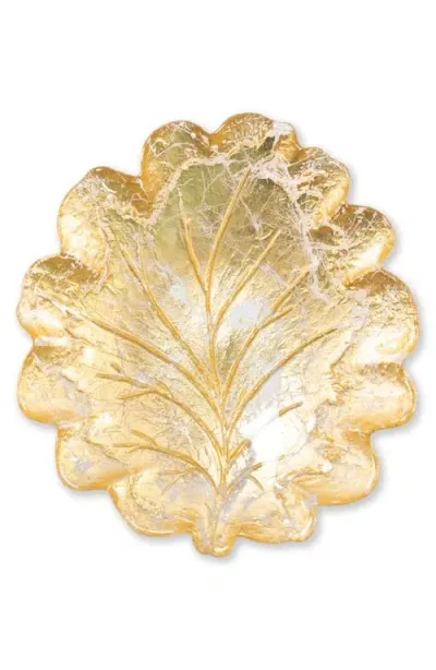 Vietri Moon Glass Leaf Salad Plate In Gold