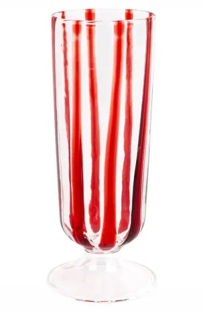 Vietri Nuovo Stripe Champagne Glass In Red