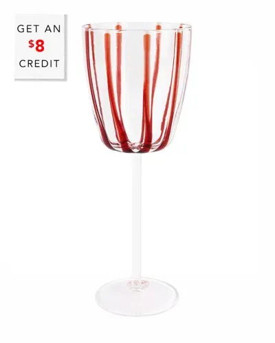 Vietri Nuovo Stripe Wine Glass In Red