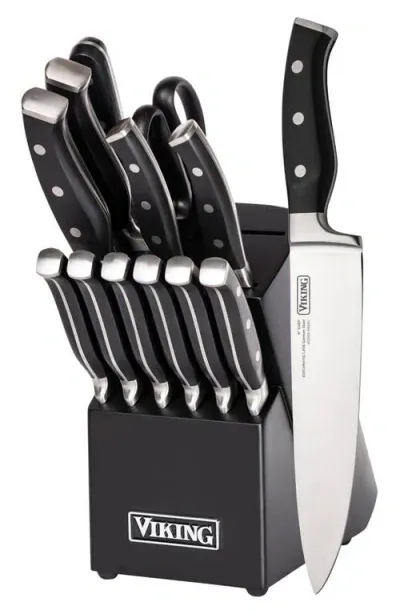 Viking 14-piece German Steel Knife Block Set In German Steel/black