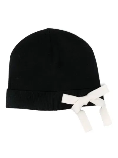 Viktor & Rolf Bow-embellished Beanie Hat In Black