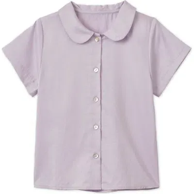 Vild House Of Little Kids'  Ss Organic Cotton Woven Peter Pan Collared Shirt In Lavender