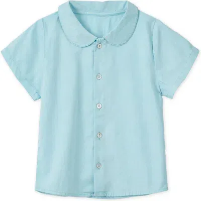 Vild House Of Little Kids'  Ss Organic Cotton Woven Peter Pan Collared Shirt In Sky Blue