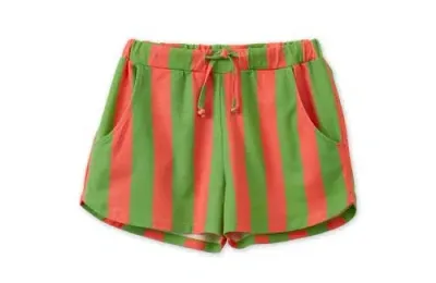 Vild House Of Little Kids'  Striped Tencel Shorts In Pink/green