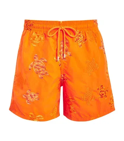 Vilebrequin Embroidered Turtle Swim Shorts In Orange