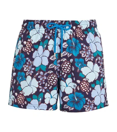 Vilebrequin Floral Print Moorise Swim Shorts In Blue