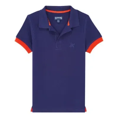 Vilebrequin Kids' Organic Cotton Pique Polo In Minuit