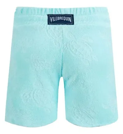 Vilebrequin Kids' Ronde Des Tortues Terry Bermuda Shorts In Thalassa