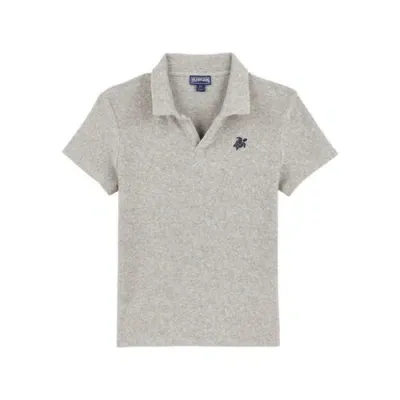 Vilebrequin Kids' Solid Kid Terry Polo In Gris Chine