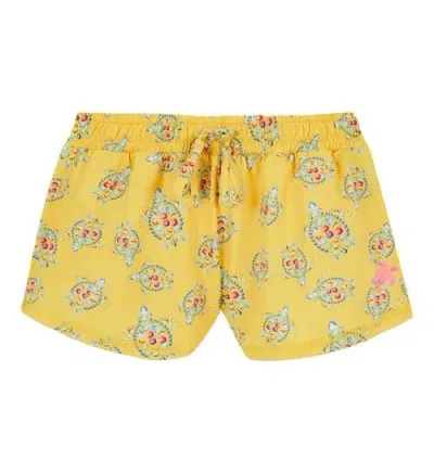 Vilebrequin Kids' Vendôme Turtles Uv Protection Shorts In Maïs