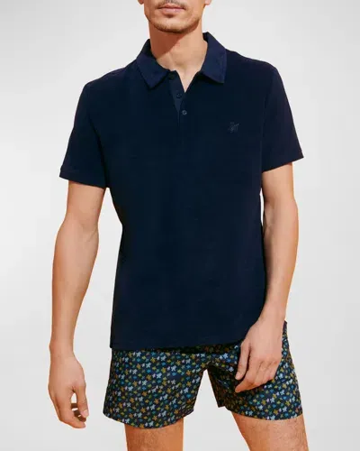 Vilebrequin Men's Organic Terry Polo Shirt In Navy