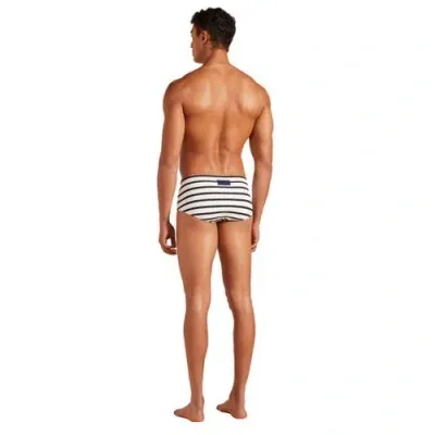 Vilebrequin Rayures Jersey Swim Brief In Noir Blanc