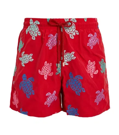 Vilebrequin Turtle Print Mistral Swim Shorts In Red