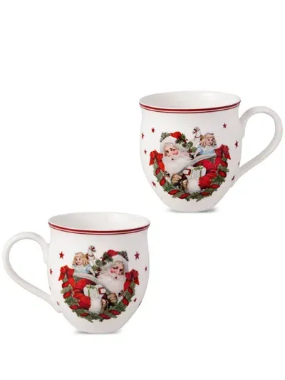 Villeroy & Boch Santa & Reindeer Mugs (set Of Two) In White