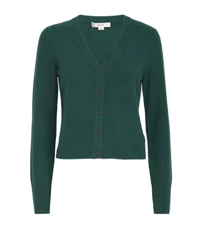 Vince Boiled Cashmere Cardigan In Green