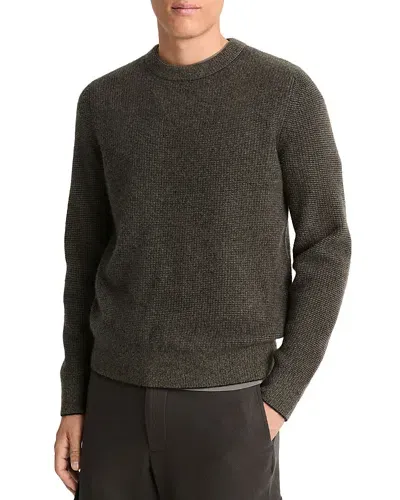 Vince Boiled Cashmere Thermal Sweater In Black/ Frog