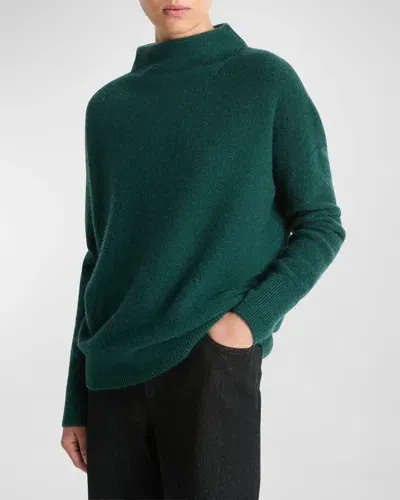 Vince Boiled Cashmere Funnel Neck Pullover In Jade Lake