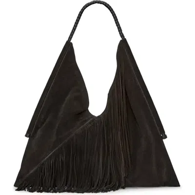 Vince Camuto Liann Suede Hobo Bag In Black