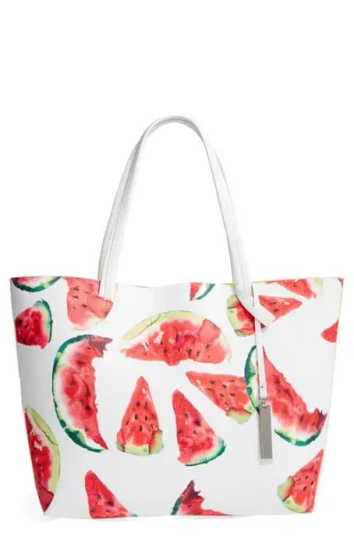 Vince Camuto Maro Faux Leather Tote In Watermelon Print Yellow