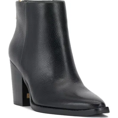 Vince Camuto Polellah Pointed Toe Bootie In Black Soft Grain Nappa