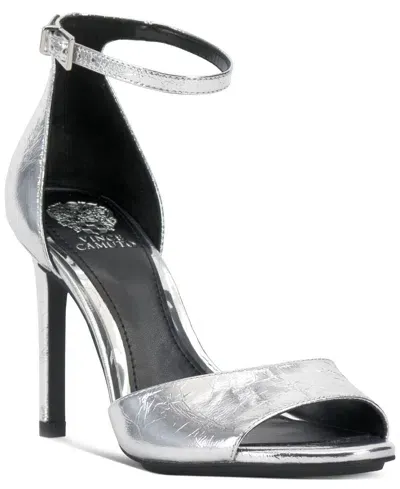 Vince Camuto Women's Aliza Two-piece Stiletto Sandals In Silver Crackle Metallic