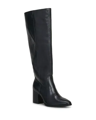 Vince Camuto Women's Evronna 2 Block-heel Wide-calf Boots In Black Leather