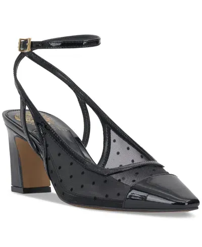 Vince Camuto Women's Somlee Mesh Kitten Heel Pumps In Black Polka Dot Mesh