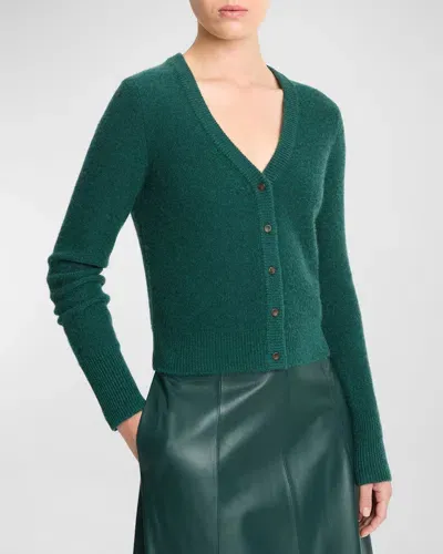 Vince Cashmere Boiled Knit Cardigan In H Jade Lake