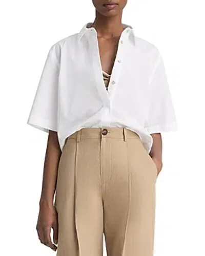 Vince Cropped Shirt In Optic White