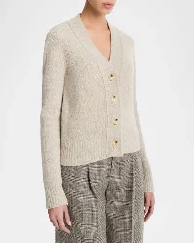 Vince Donegal Cashmere Cardigan In Biscuit Donegal