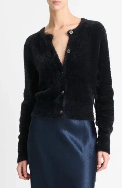 Vince Eyelash Cardigan In Black