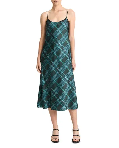 Vince Lace Trim Slip Dress In Jade Onyx