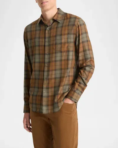 Vince Castaic Cotton Blend Plaid Button Down Shirt In Surplus