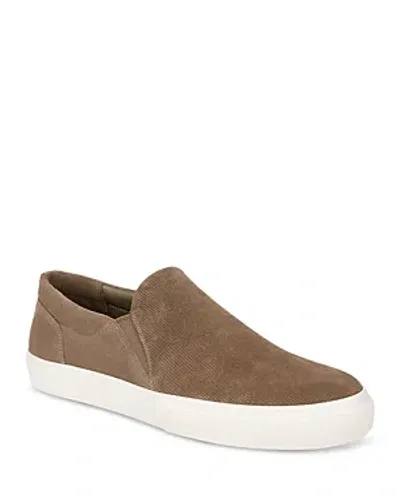 Vince Men's Fletcher Perforated Suede Slip-on Sneakers In Flint Beige Suede