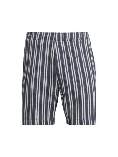 Vince Men's Striped Cotton-blend Jacquard Shorts In Venice Blue