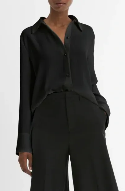 Vince Pearly Button Shirt In Black