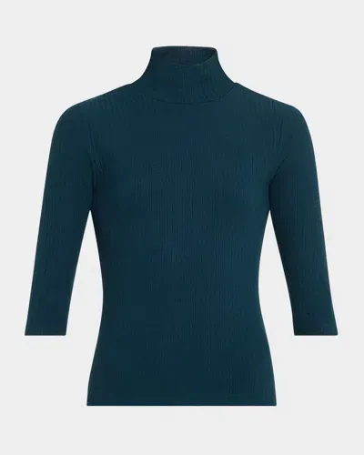 Vince Rib Turtleneck Sweater In Deep Ocean