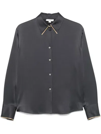 Vince Silk Blouse In Grey